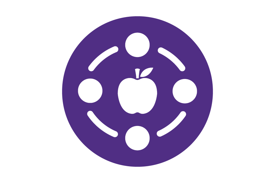 Icon of circles surrounding an apple.